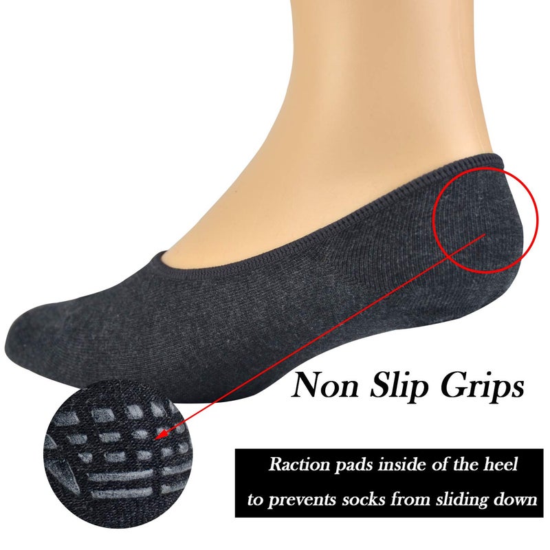 JORMATT 6 Pairs Mens Truly No Show Socks with Non Slip Grips Women Loafers Sneaker Boat Low Cut Shoes Cotton Socks,Men Shoes size 10-14 - Image 5